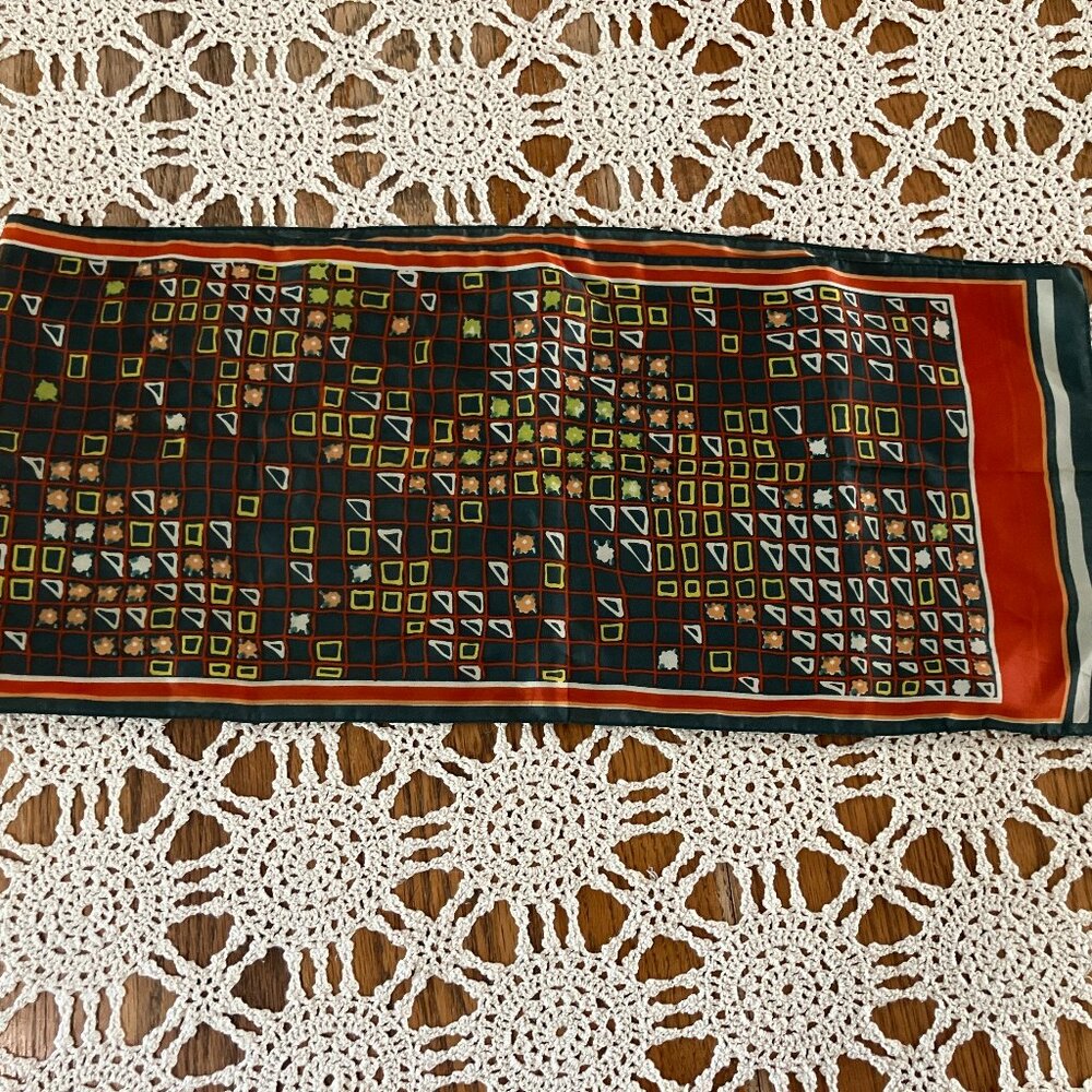 Vintage Morsly New York Neck Scarf – Oranges, Yellows and Greens – Made in Italy